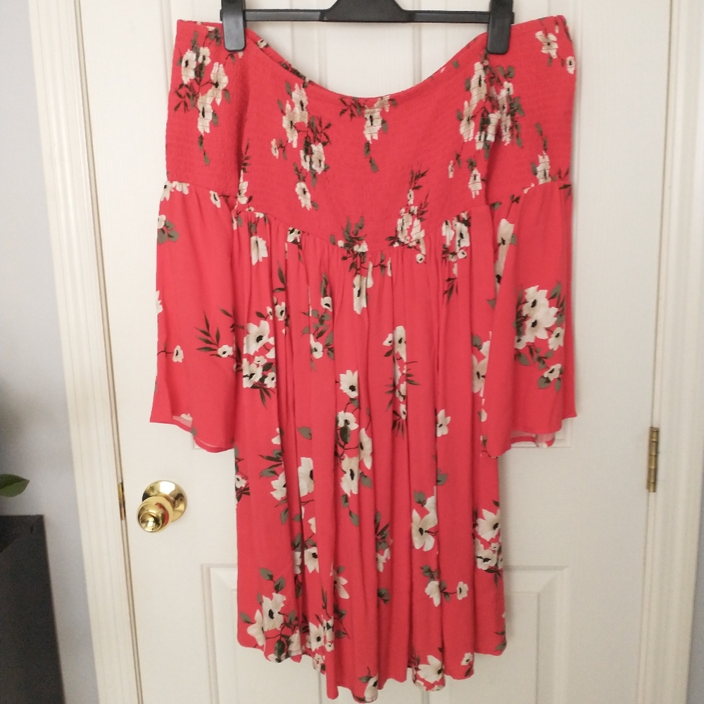 Burnt Orange Torrid Floral Off Shoulder Dress